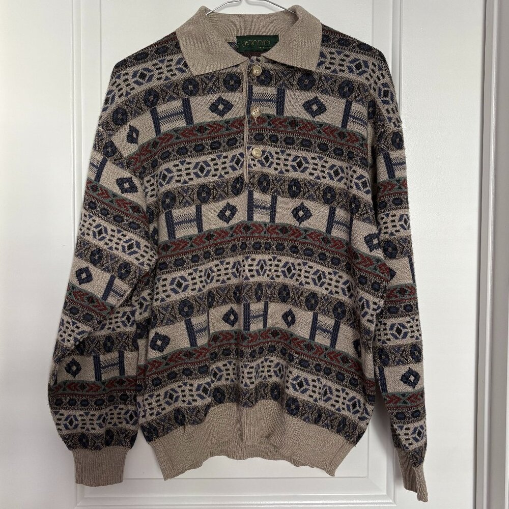 Giannini Wool Collared Sweater Made In Italy Men’s Size Small